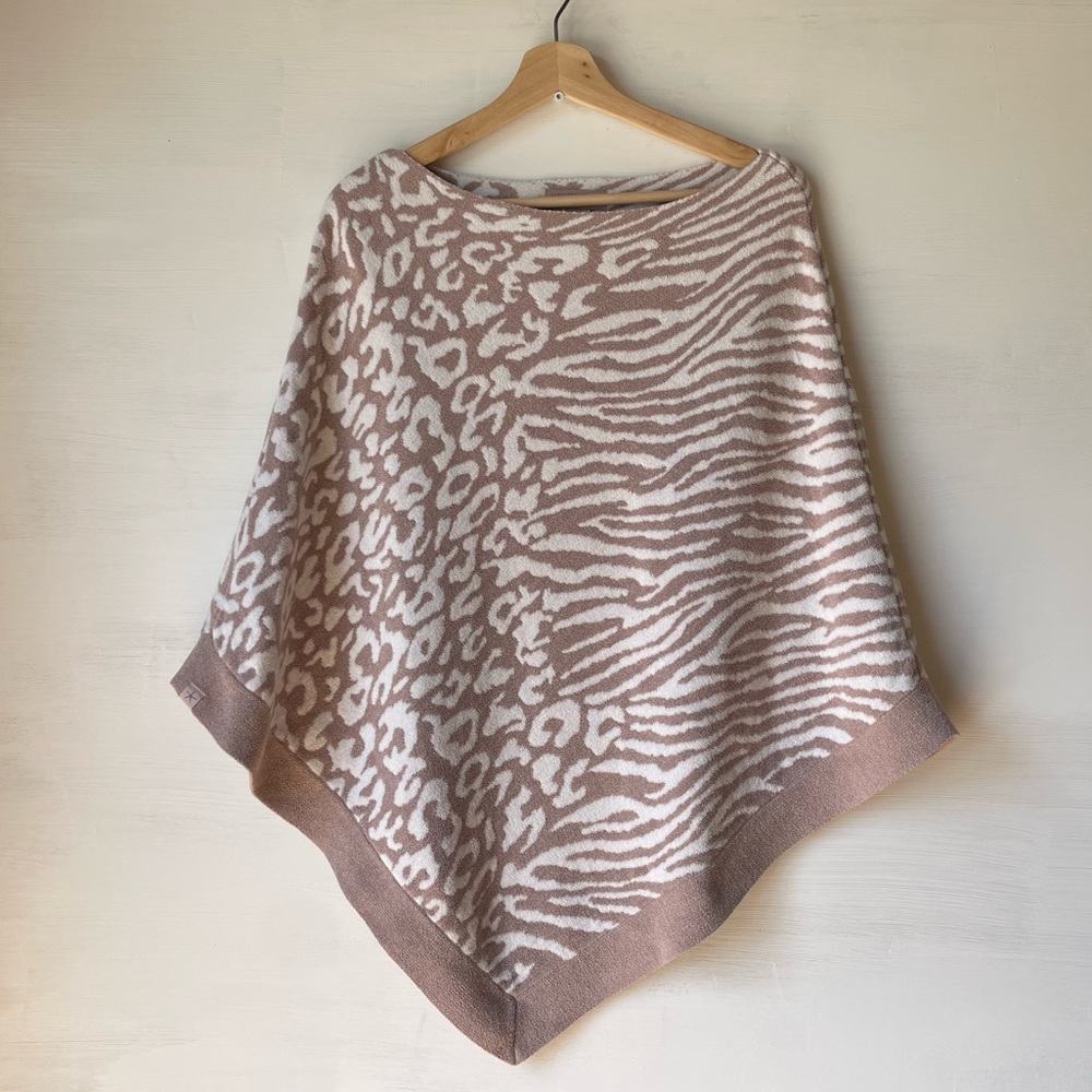 Barefoot Dreams Cozy Chic Animal Print Sweater Poncho One Size